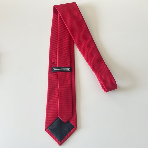 Red Textured Men’s Tie - Countess Mara - Picture 4 of 8